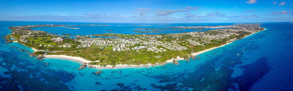 The drone aerial view of Bermuda island