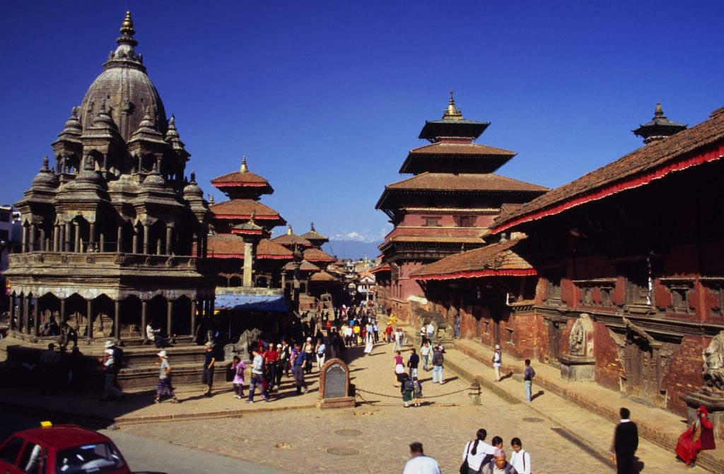Kathmandu temple visitors