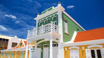 Colorful Dutch-colonial building housing the National Archaeological Museum Aruba in Oranjestad