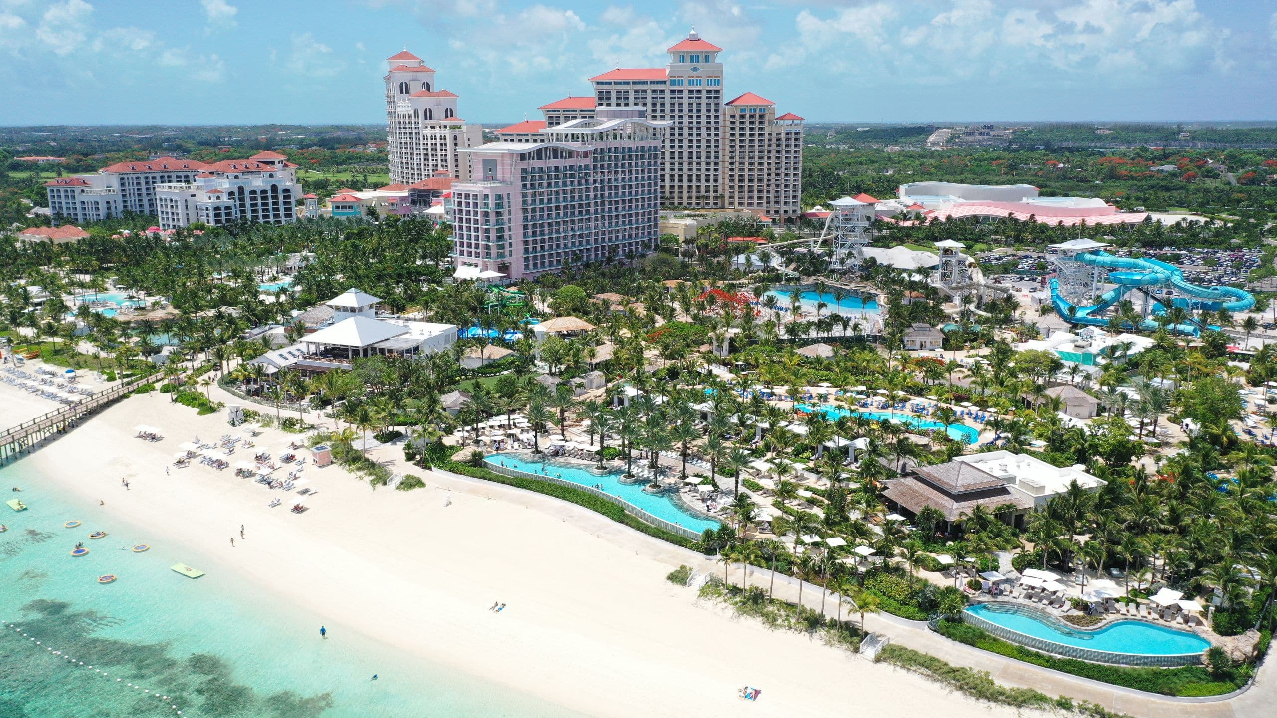 Aerial view of Grand Hyatt Baha Mar resort and water park, Nassau, Bahamas