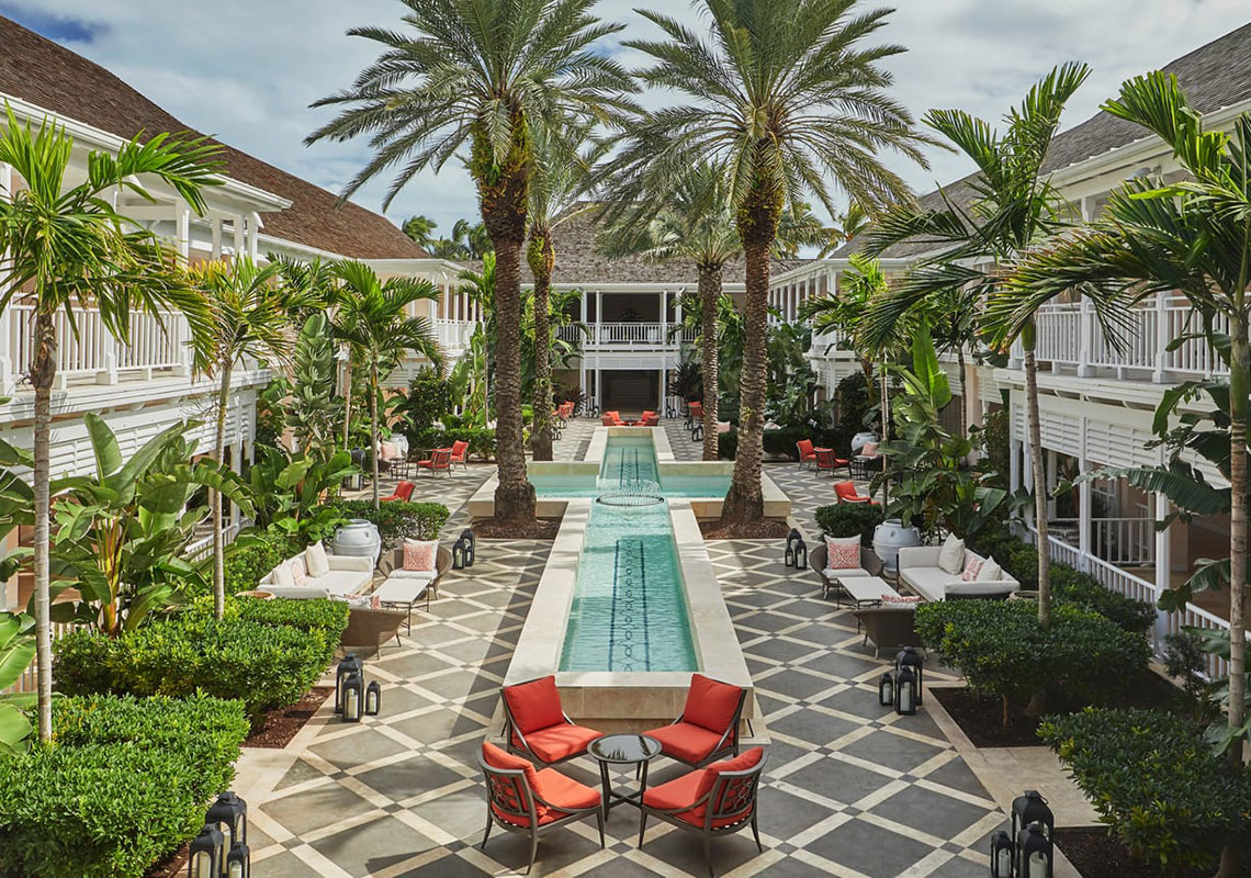 Pool courtyard at The Ocean Club, A Four Seasons Resort, Paradise Island Bahamas