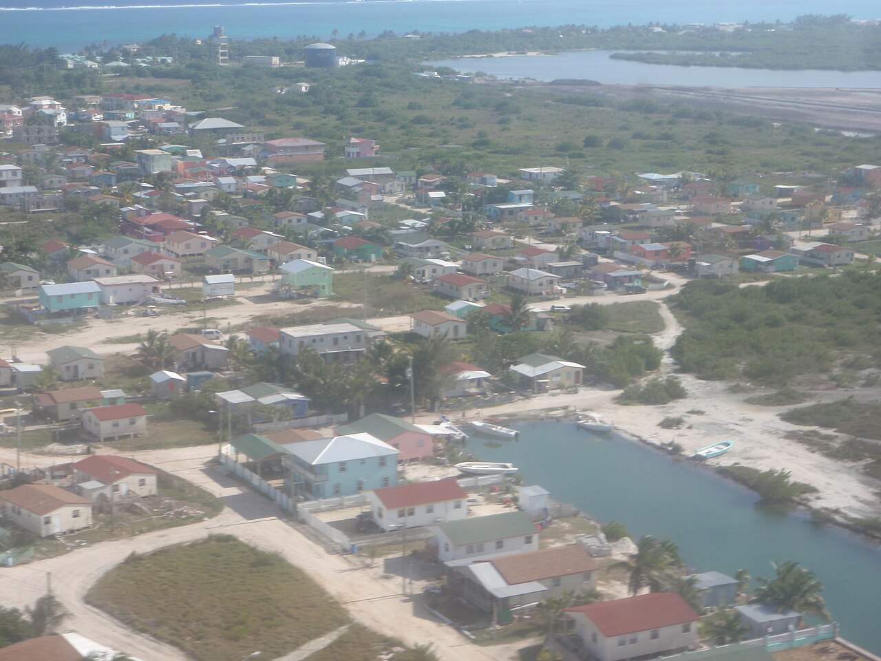 Aerial view of the Belize coastline and reef