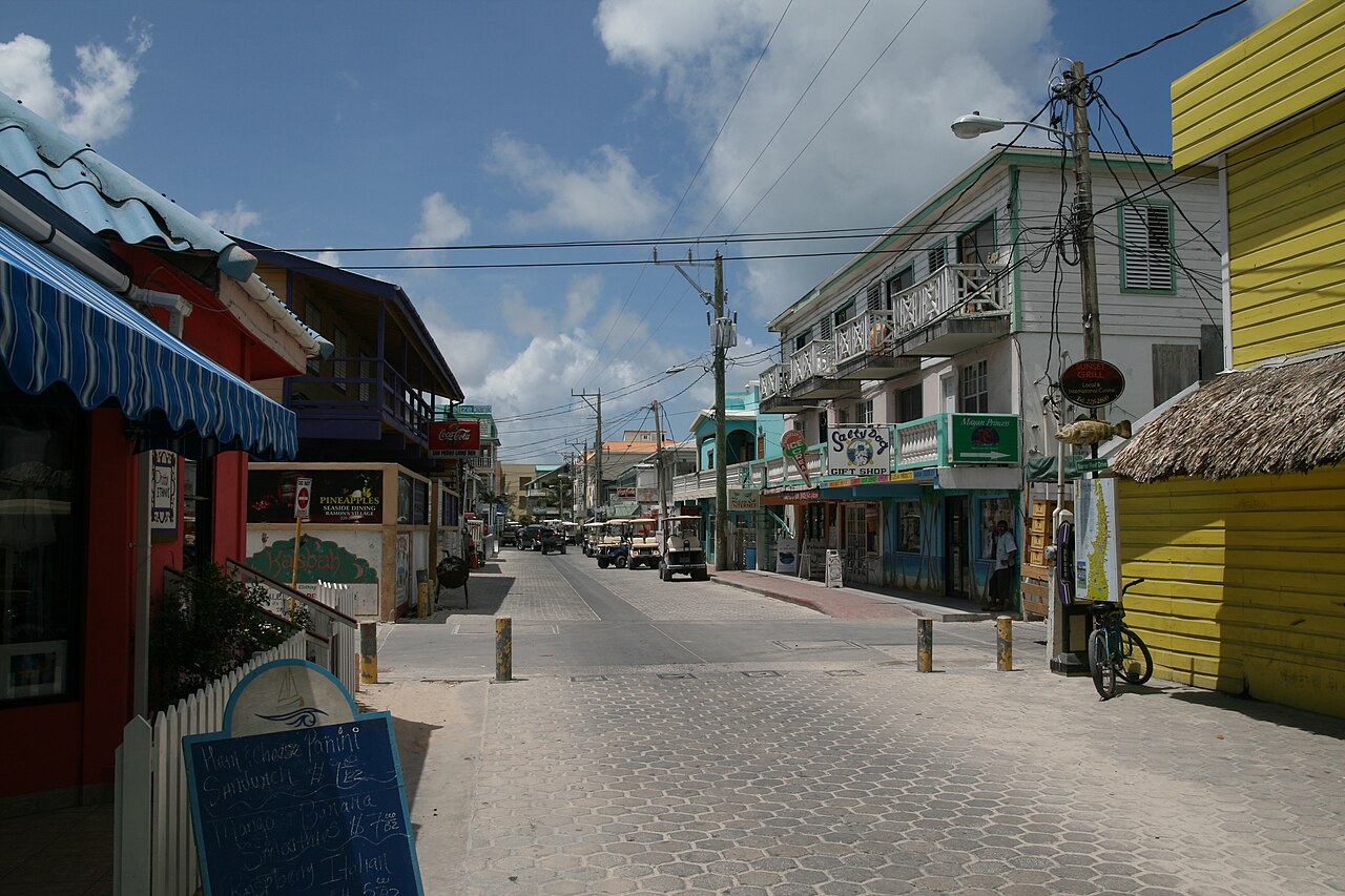 Barrier Reef Drive street scene San Pedro Town Belize