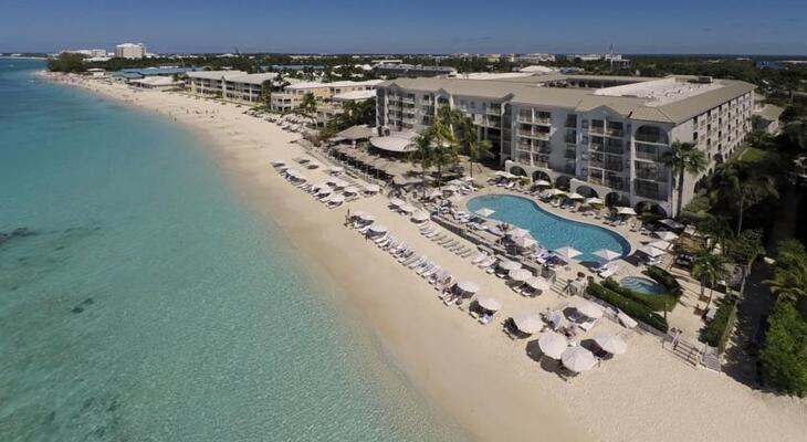 Aerial view of Grand Cayman Marriott Resort along Seven Mile Beach
