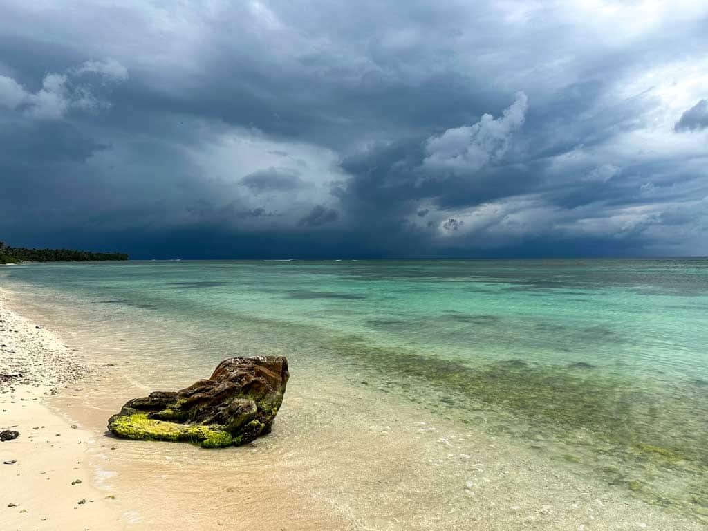 Storm clouds over the sea near Caye Caulker, Belize
