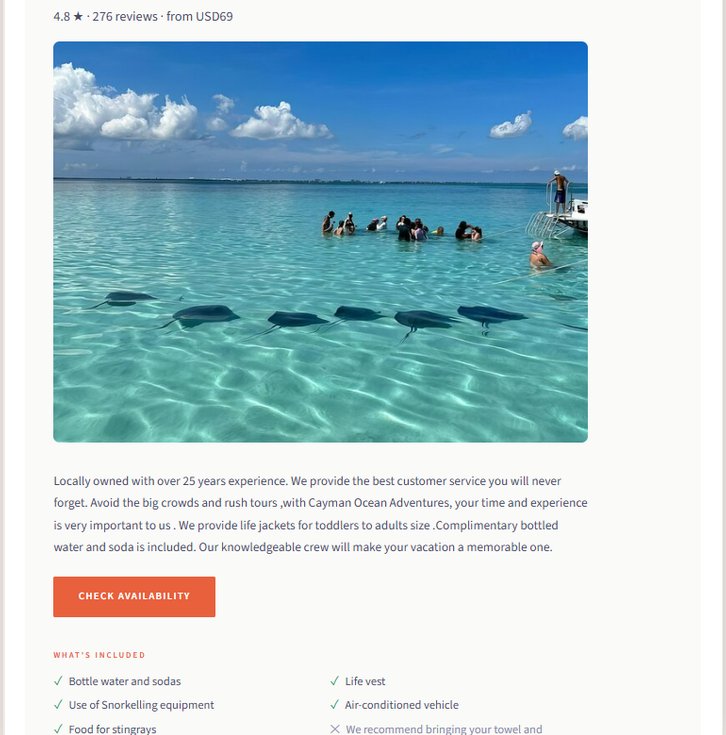 Activity detail page with reviews