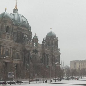 Snow covers Berlin as winter weather settles over the city