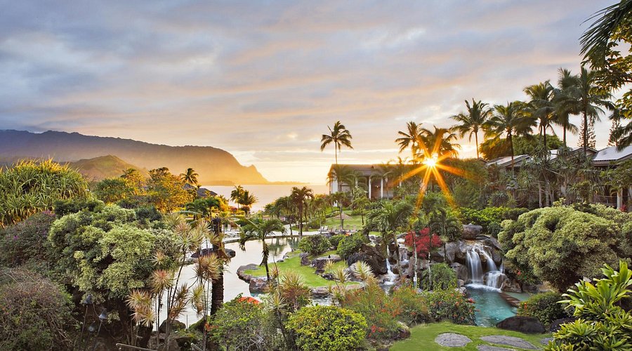 Hanalei Bay Resort sunset view Princeville Kauai