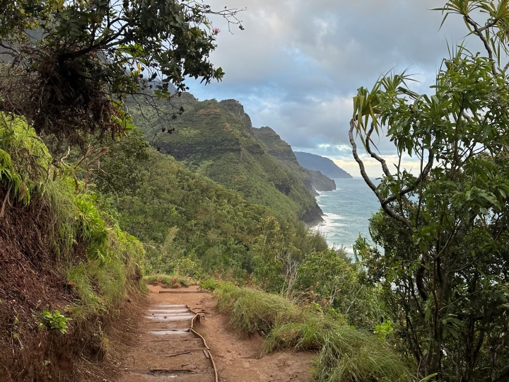 Muddy Kalalau Trail path along Na Pali Coast Kauai