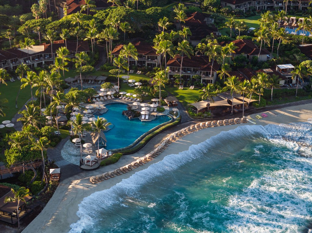 Kohala Coast resort pool and beach aerial Big Island