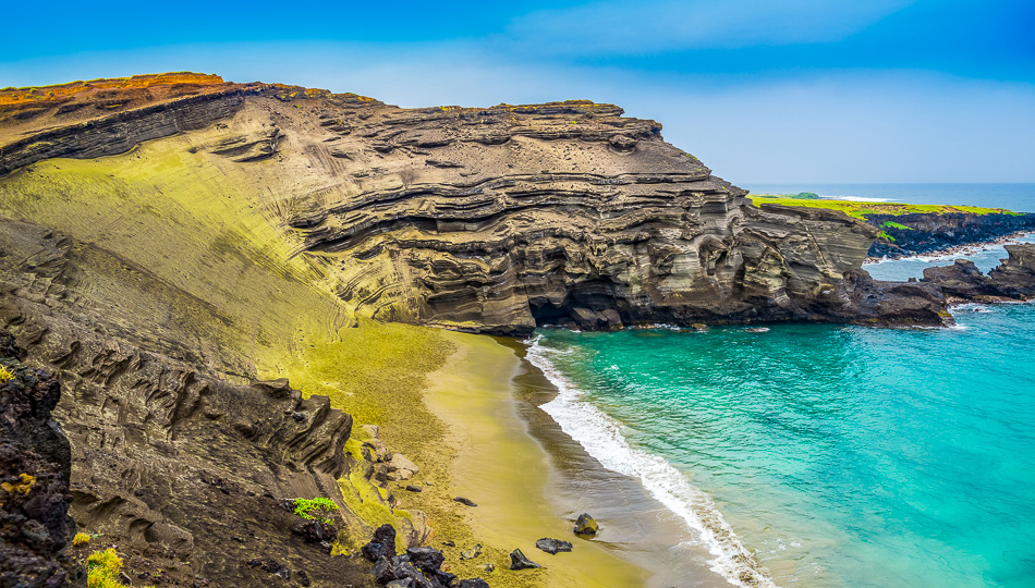 Papakolea green sand beach cove Big Island