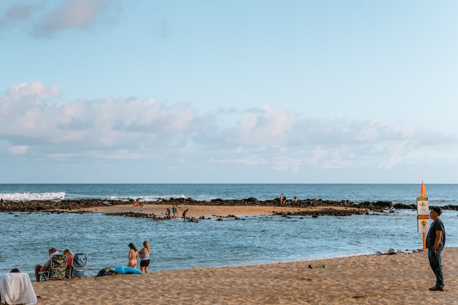 Poipu Beach Kauai sandbar and shoreline