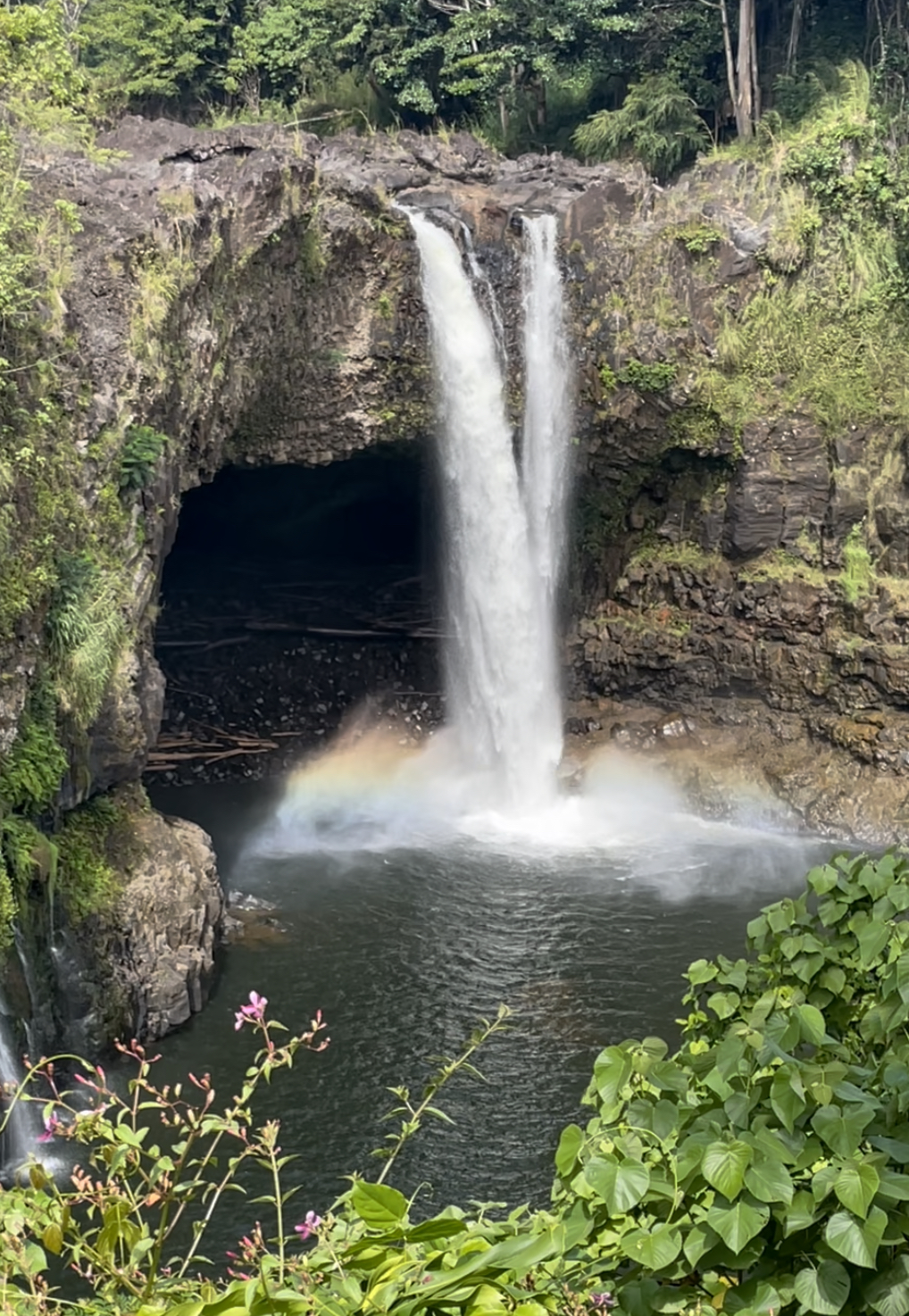 Rainbow Falls waterfall Hilo Big Island rainy day
