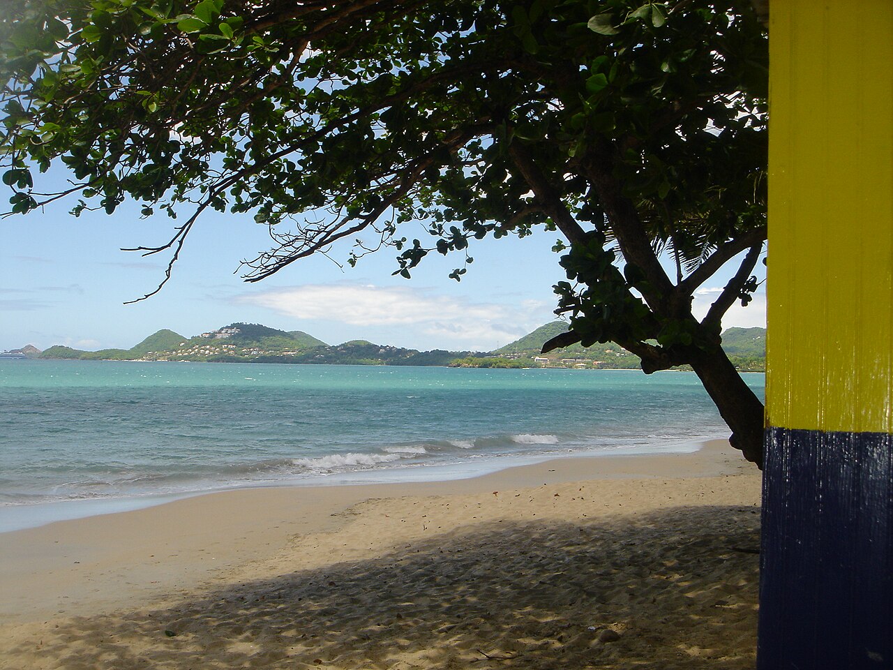 Shaded beach view Rodney Bay St Lucia