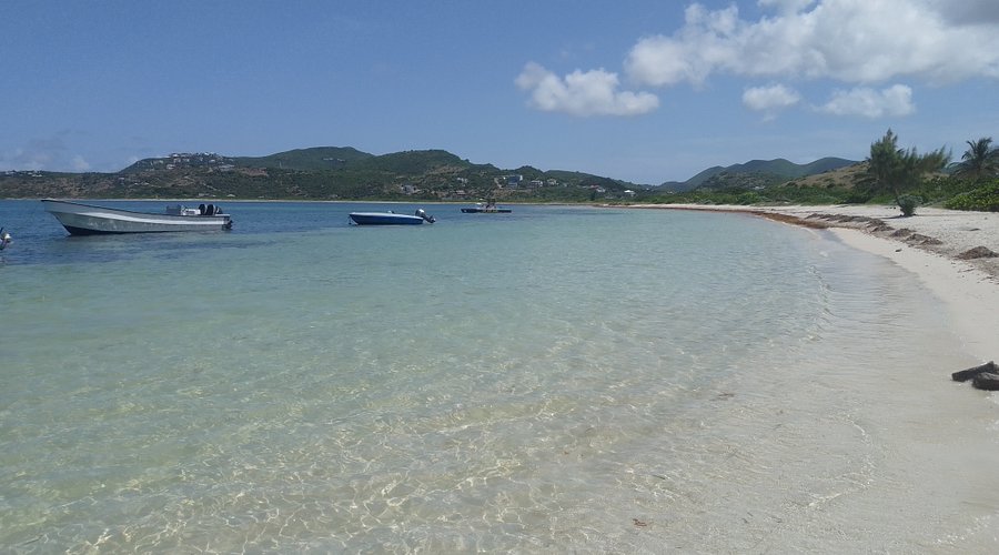 Shallow, calm lagoon at Le Galion Beach in St Martin, known locally as Baby Beach