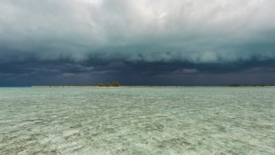 A storm approaching over a small cay near Providenciales, Turks and Caicos