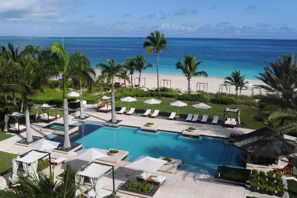 Grace Bay Club pool overlooking the beach and ocean in Providenciales