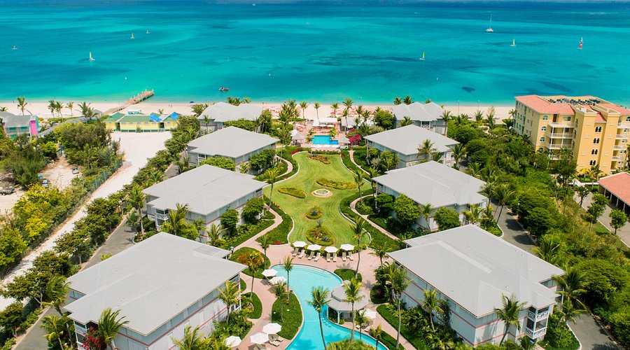 Aerial view of Ocean Club Resort along Grace Bay, Providenciales