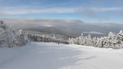 Saddleback Mountain ski slopes in winter